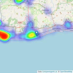 Homewise - Worthing listings heatmap