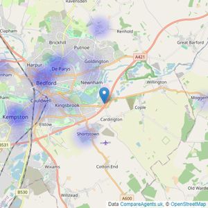 Hone & Company Estate Agents - Bedford listings heatmap