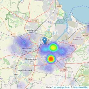 Horizon Sales & Lettings - Middlesbrough listings heatmap