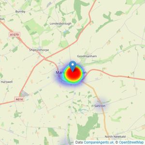 Hornseys - Market Weighton listings heatmap