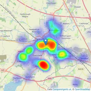 Horts Estate Agents - Rugby listings heatmap