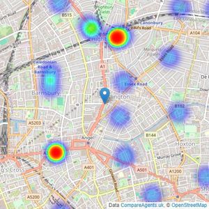 Hotblack Desiato - Islington listings heatmap