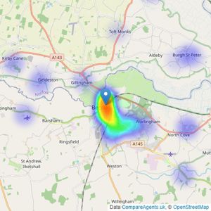 Howards - Covering Beccles listings heatmap