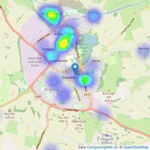 Howkins & Harrison LLP - Daventry listings heatmap