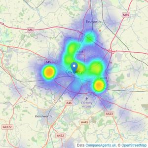 HR Estate Agents - Coventry listings heatmap