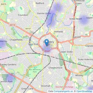 Hughes and Son Estates - Coventry listings heatmap