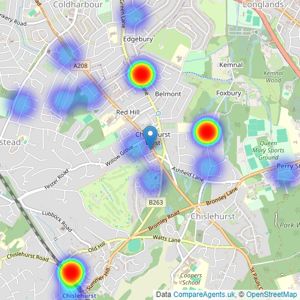 Humphriss & Ryde - Chislehurst Sales listings heatmap