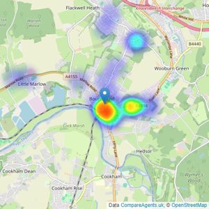 Hunt & Nash - Bourne End listings heatmap