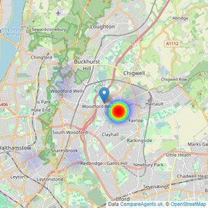 Hunt Property Services Ltd - Woodford Green listings heatmap