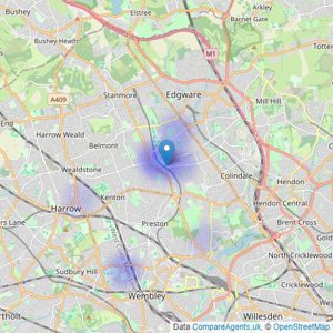 Hunter & Hunter - Edgware listings heatmap