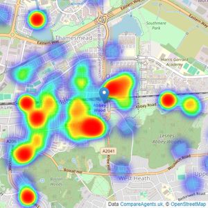 Hunters - Abbeywood London listings heatmap