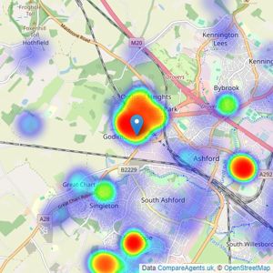 Hunters - Ashford listings heatmap