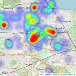 Hunters - Bexleyheath listings heatmap