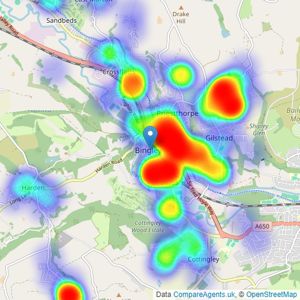 Hunters - Bingley listings heatmap