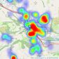 Hunters - Bingley listings heatmap