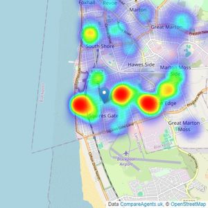 Hunters - Blackpool listings heatmap