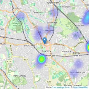 Hunters - Bromley listings heatmap