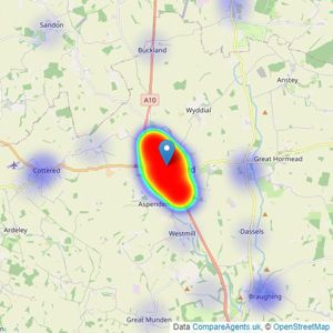 Hunters - Buntingford listings heatmap