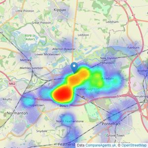 Hunters - Castleford listings heatmap