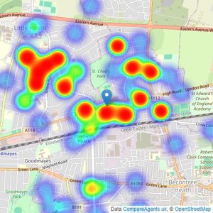 Hunters - Chadwell Heath listings heatmap