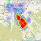 Hunters - Darwen listings heatmap