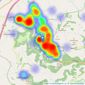 Hunters - Dursley listings heatmap