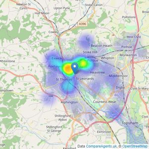 Hunters - Exeter listings heatmap