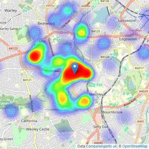 Hunters - Harborne listings heatmap