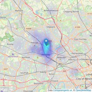 Hunters - Harrow listings heatmap