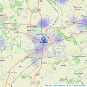 Hunters - Hereford listings heatmap