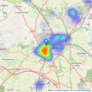 Hunters - Lichfield listings heatmap