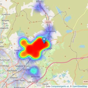 Hunters - Littleborough and Surrounding Areas listings heatmap