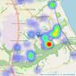 Hunters - Peterlee listings heatmap