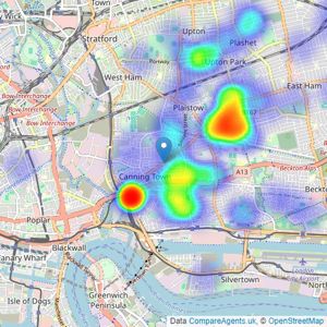 Hunters - Plaistow listings heatmap