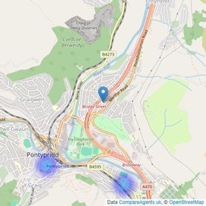 Hunters - Pontypridd listings heatmap