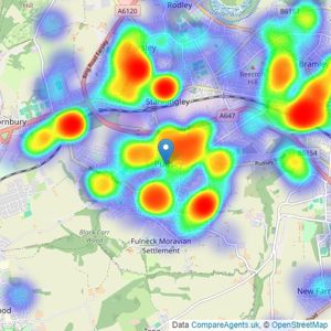 Hunters - Pudsey listings heatmap