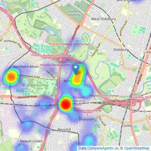 Hunters - South Manchester listings heatmap