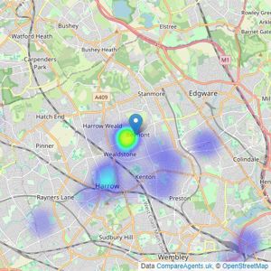 Hunters - Stanmore listings heatmap