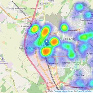 Hunters - Stevenage listings heatmap