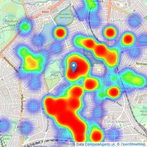 Hunters - Stoke Newington listings heatmap