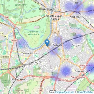 Hunters - Surbiton listings heatmap