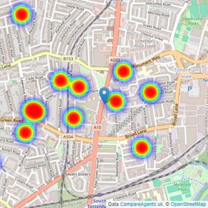 Hunters - Tottenham listings heatmap