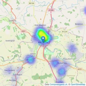 Hunters - Wetherby listings heatmap