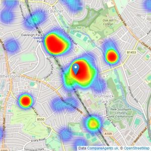 Hunters - Whetstone listings heatmap