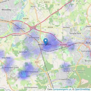 Hunters - Wokingham listings heatmap