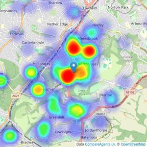 Hunters - Woodseats listings heatmap