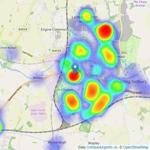 Hunters - Yate listings heatmap