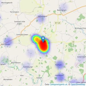 Huntingfield Estates - Framlingham listings heatmap