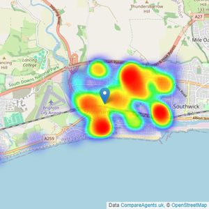 Hyman Hill - Shoreham By Sea listings heatmap