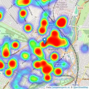 Imagine - Watford listings heatmap